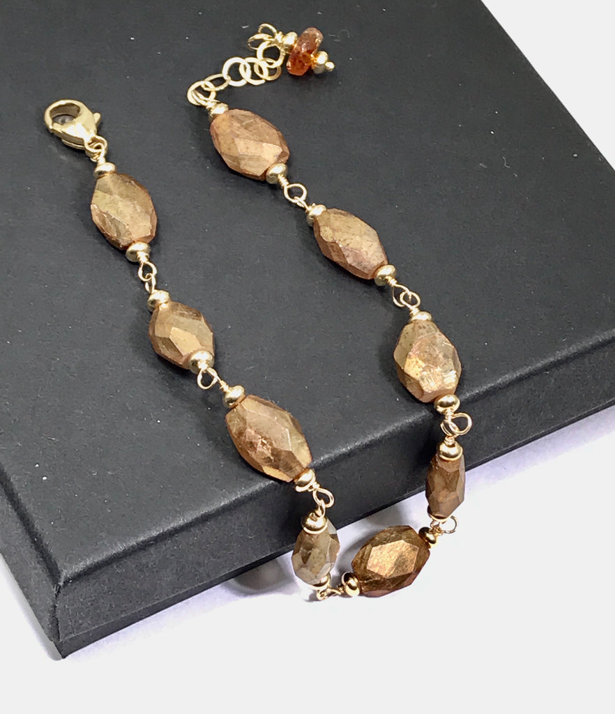 Mystic Gold Labradorite Gemstone Bracelet Wire Wrap 14kt Gold Fill 2 - doolittlejewelry