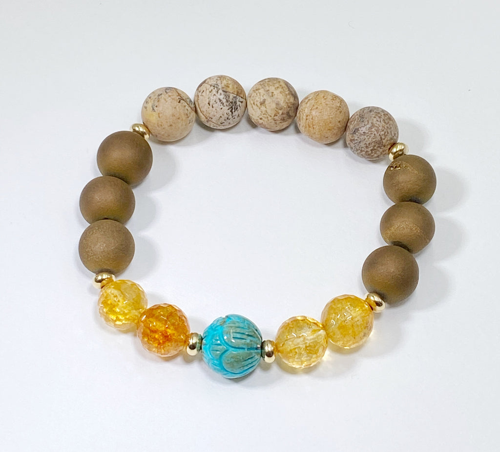 Set of Three Earth Tones Turquoise Stretch Bracelets