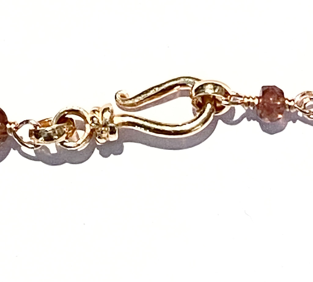 Watermelon Tourmaline Rose Gold Fill Rosary Style Bracelet Wire Wrap