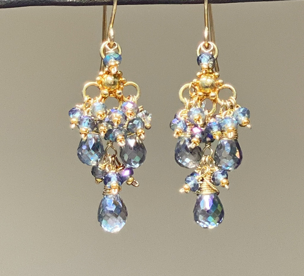 mystic topaz chandelier earrings gold vermeil