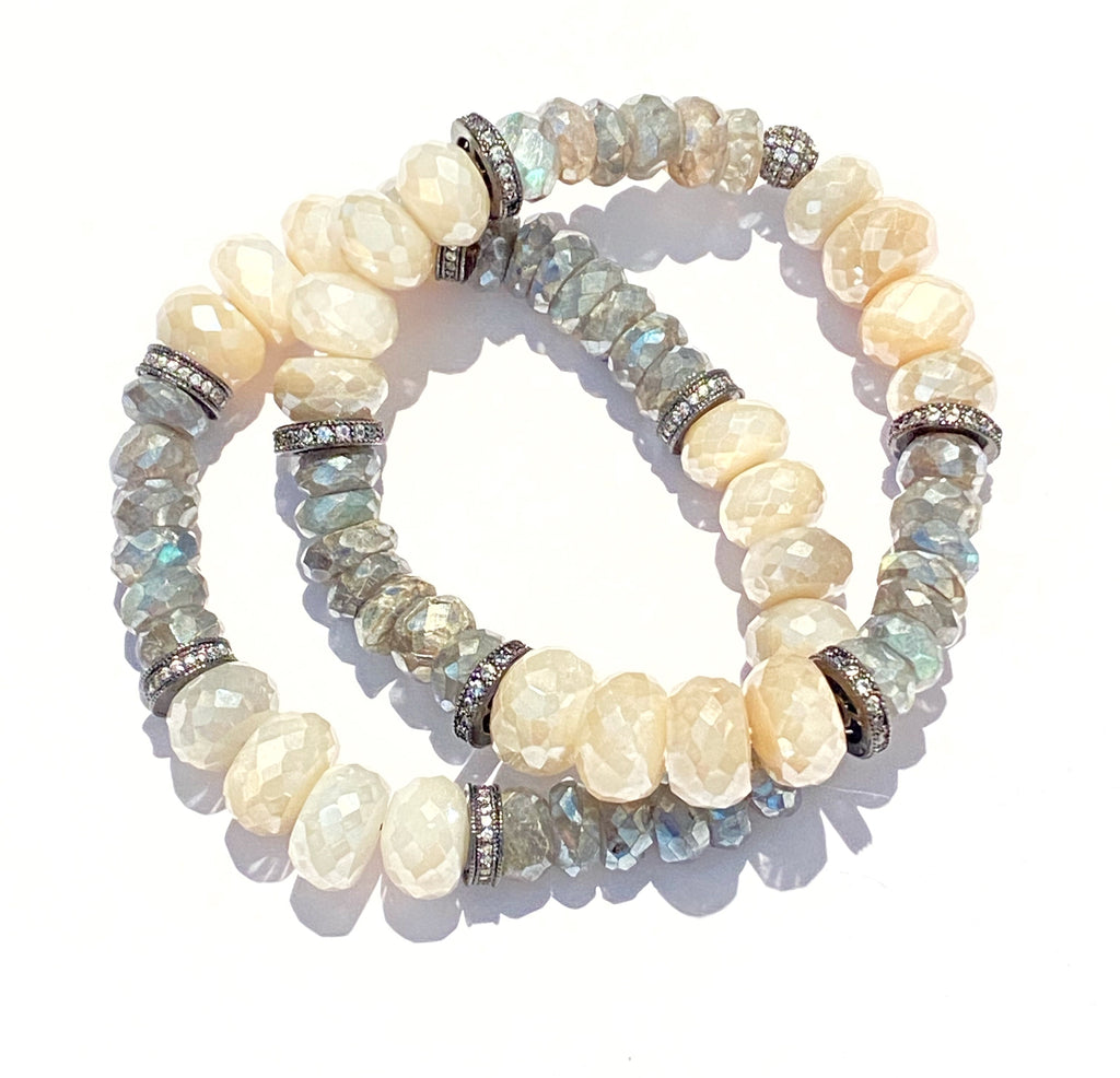 Mystic Labradorite Stretchy Stackable Beaded Bracelet