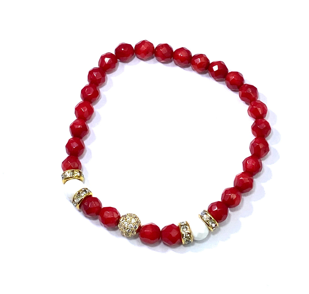 Red White Stretch Stack Bracelet Set of 3 - doolittlejewelry