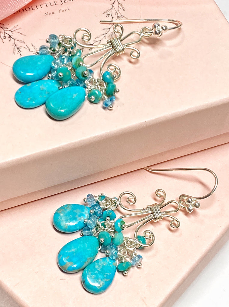 Sterling Silver and Turquoise Chandelier Gemstone Earrings