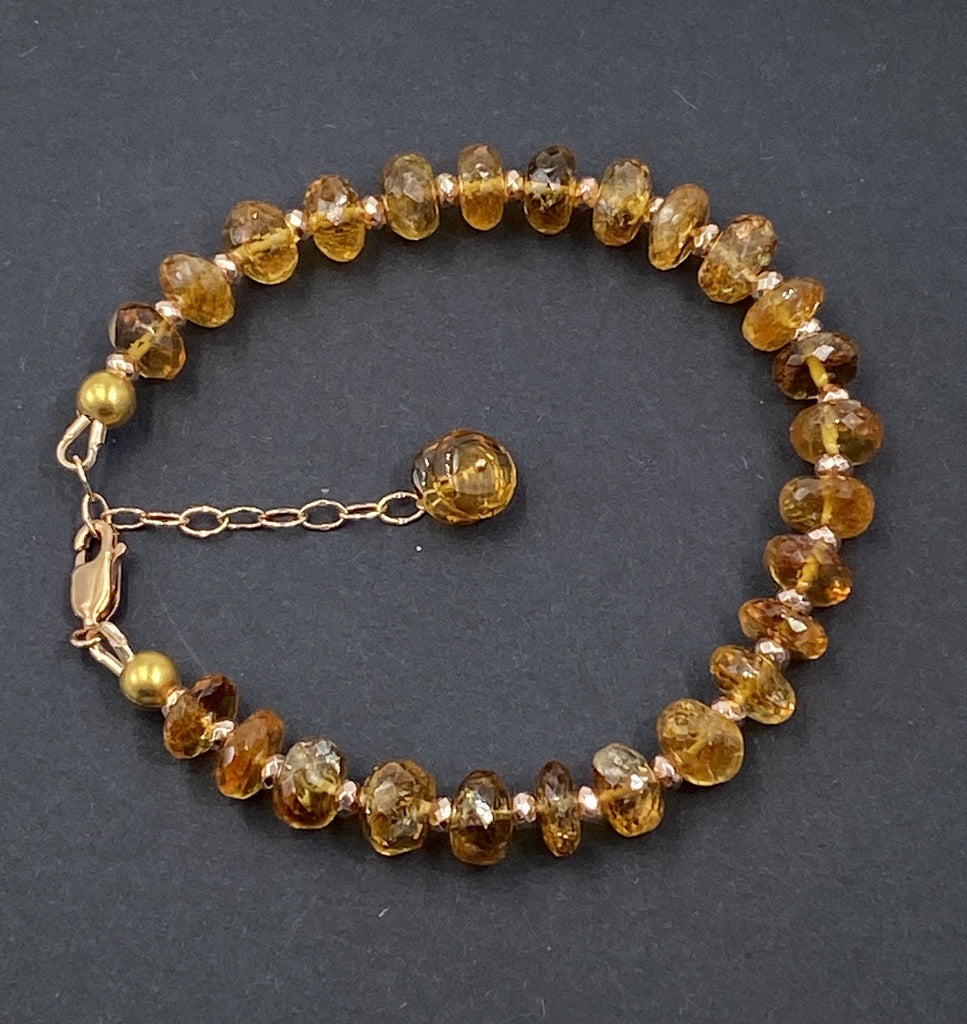 Citrine Gemstone Bracelet Rose Gold - doolittlejewelry