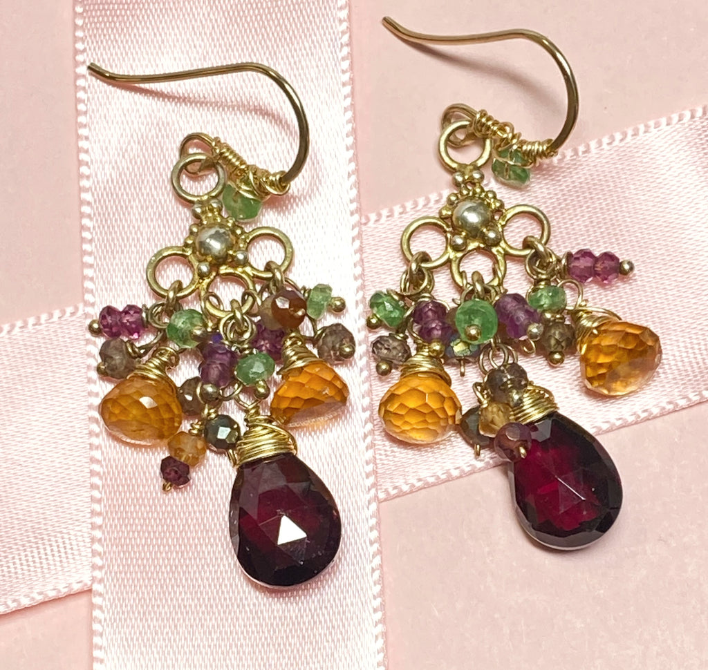 Garnet Chandelier Earrings Gold Vermeil