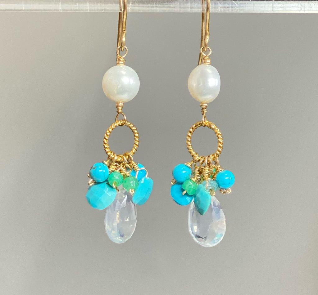 Aqua, Dangle, Turquoise and Gold Filled Earring - Doolittle