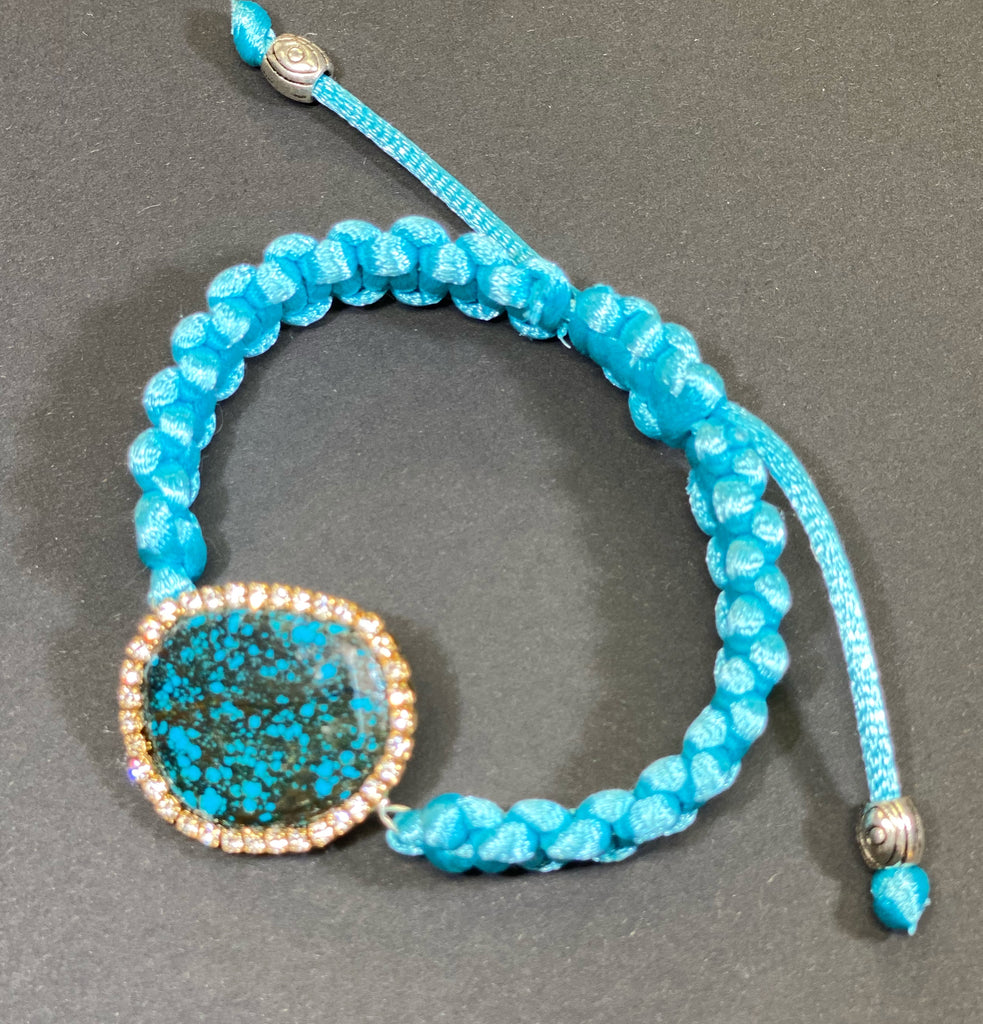 Spider Web Turquoise Knotted Macrame Boho Bracelet