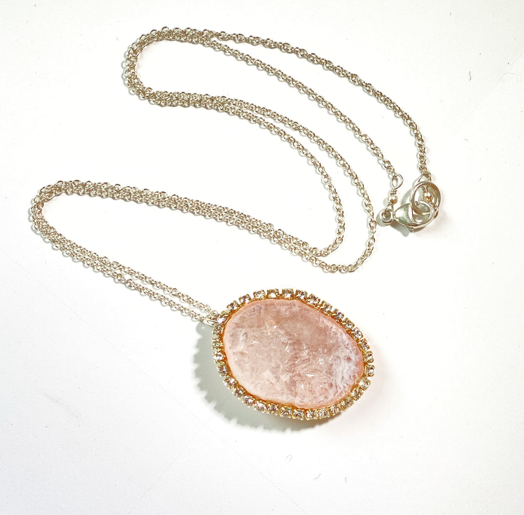 Blush Tabasco Geode Pendant Wedding Necklace