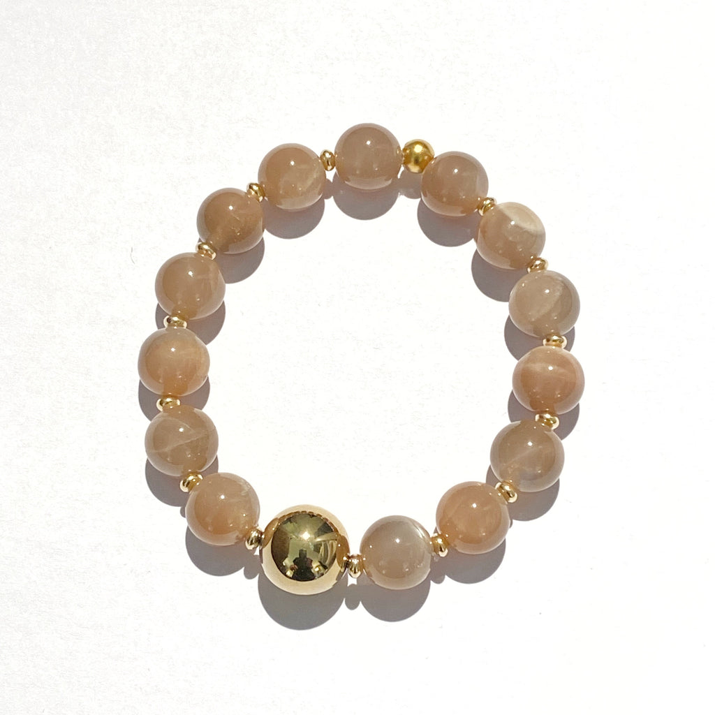 Chocolate Moonstone Beaded Stack Bracelet Set of 2