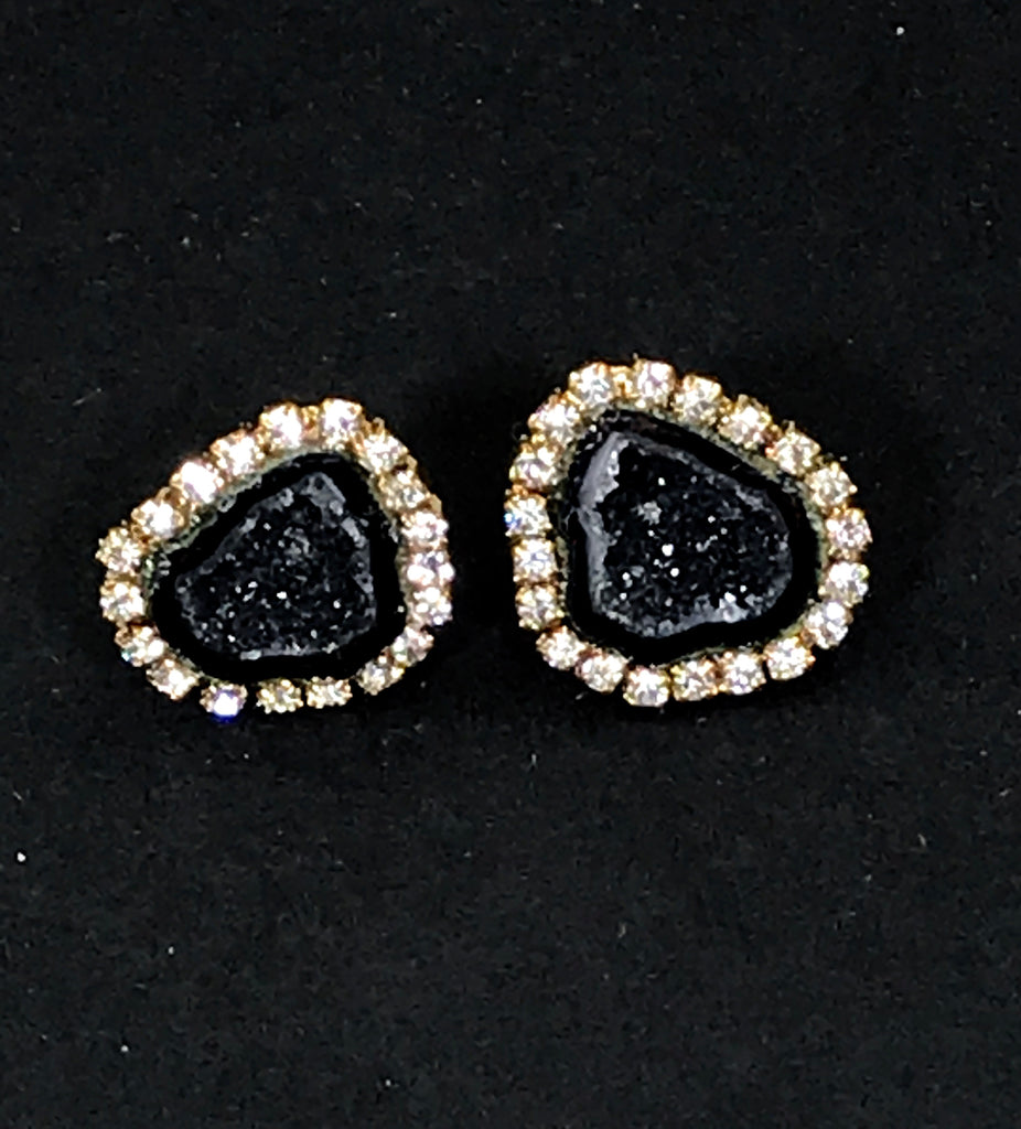 Black Tabasco Geode Stud Earrings Diamond Style - doolittlejewelry