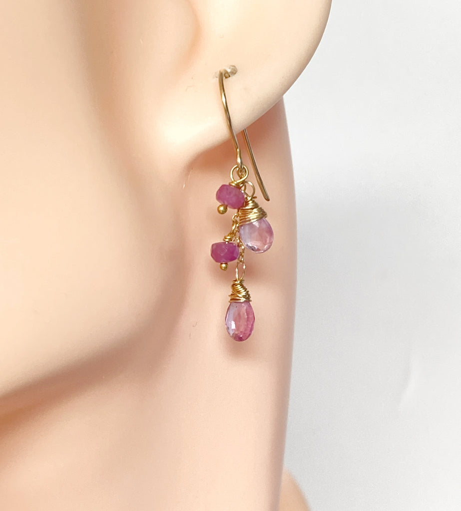 Pink Sapphire and Pink Gemstone Necklace Earrings - Doolittle