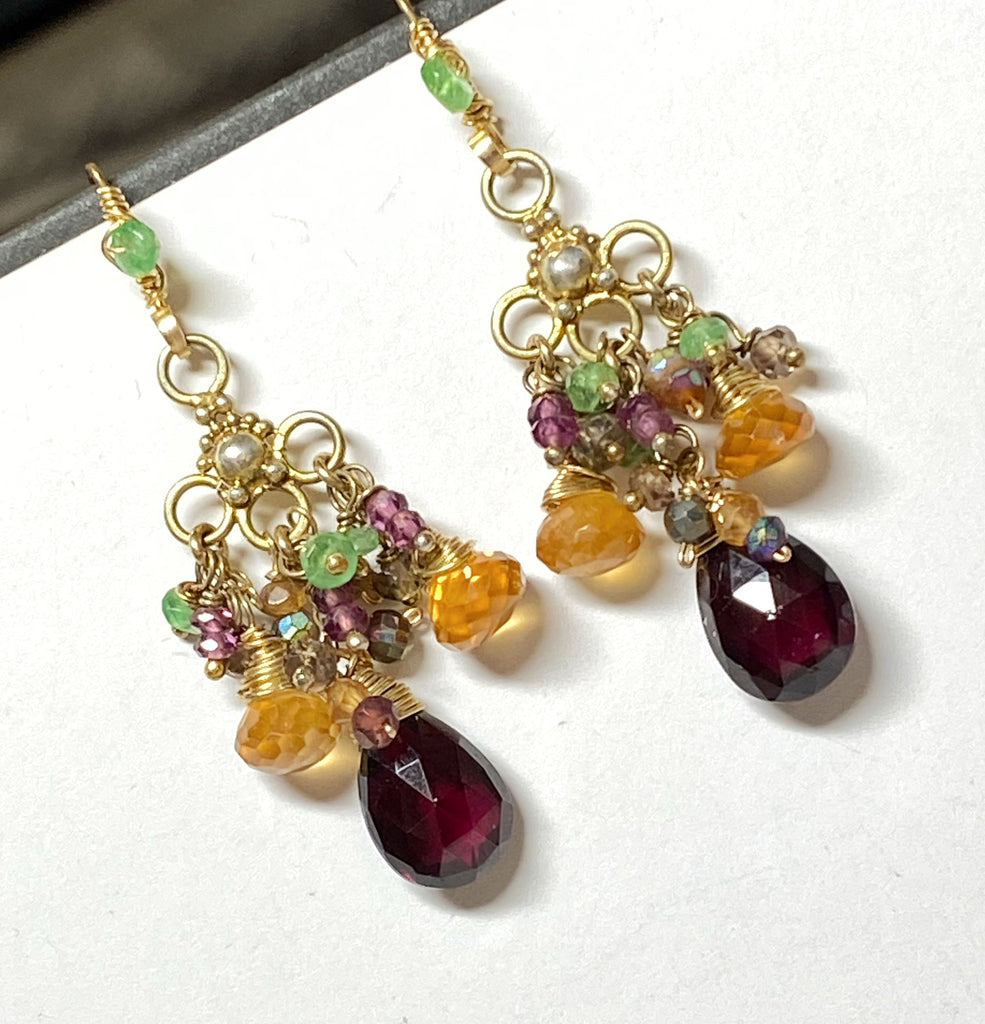 Garnet Chandelier Earrings Gold Vermeil