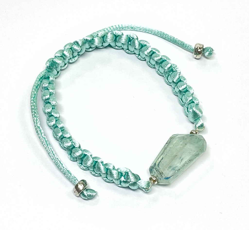 Mystic Fluorite Aqua Macrame Boho Bracelet