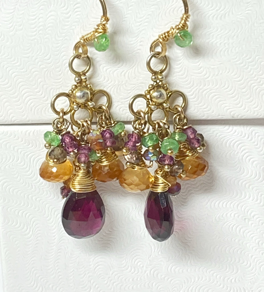 Garnet Chandelier Earrings Gold Vermeil