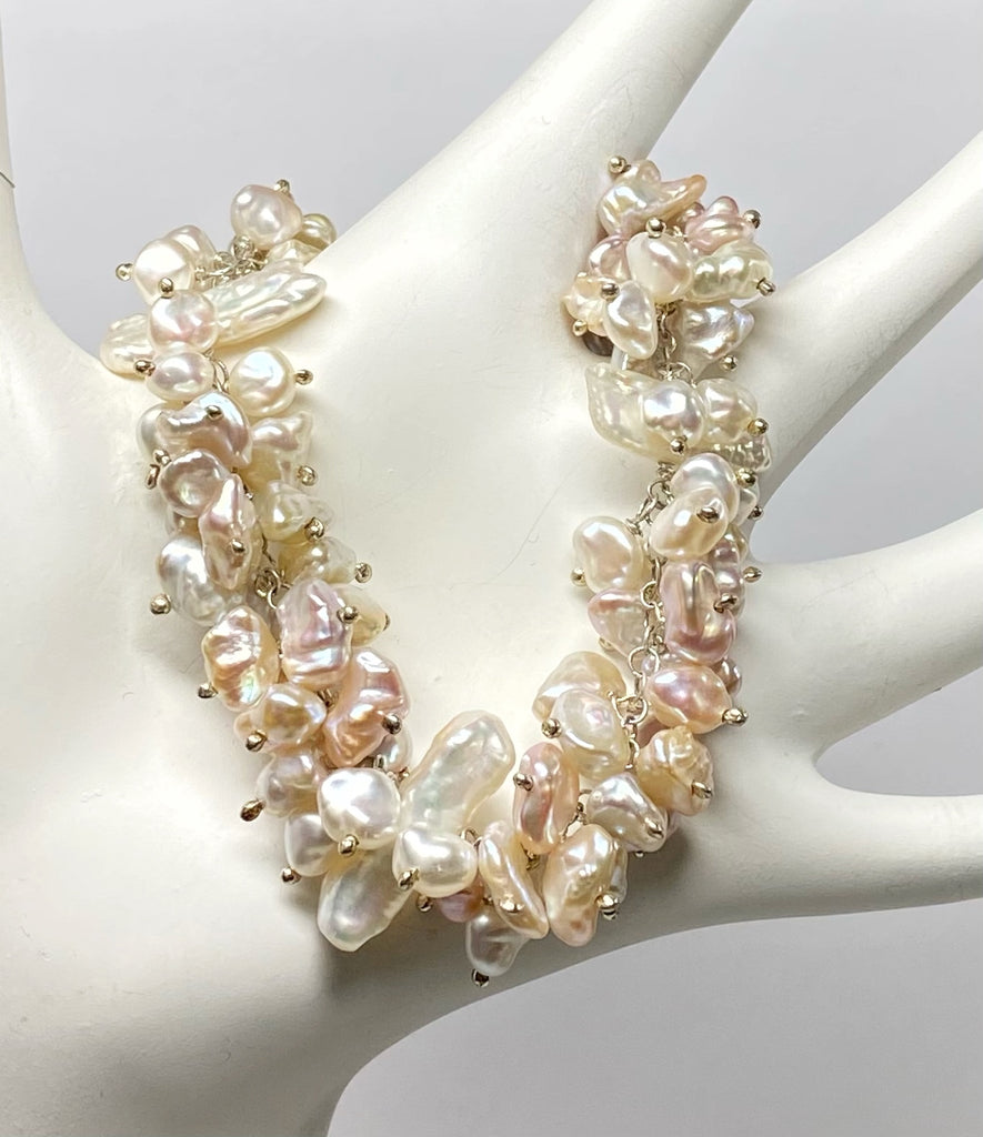 Sterling Silver and Keishi Pearl Wedding Bracelet - doolittlejewelry