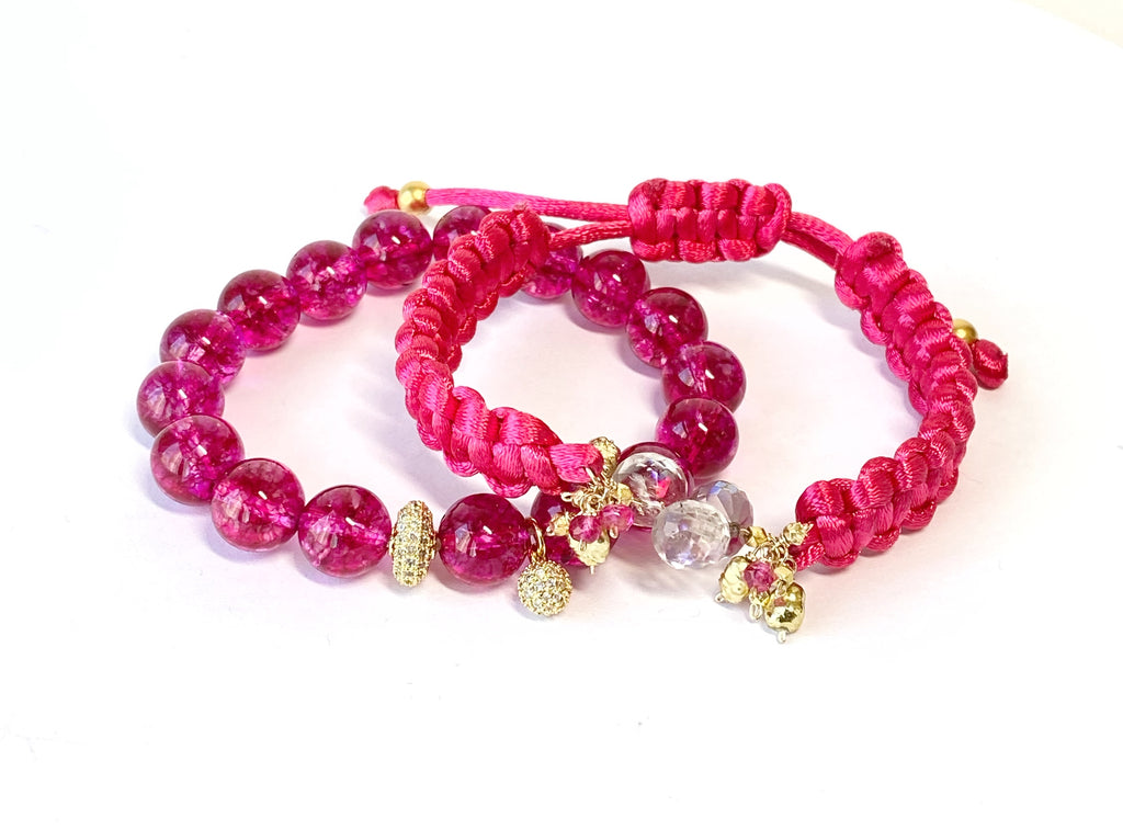 Mystic Pink Amethyst Pink Boho Macramé Bracelet