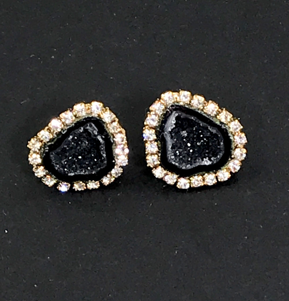 Black Tabasco Geode Stud Earrings Diamond Style - doolittlejewelry