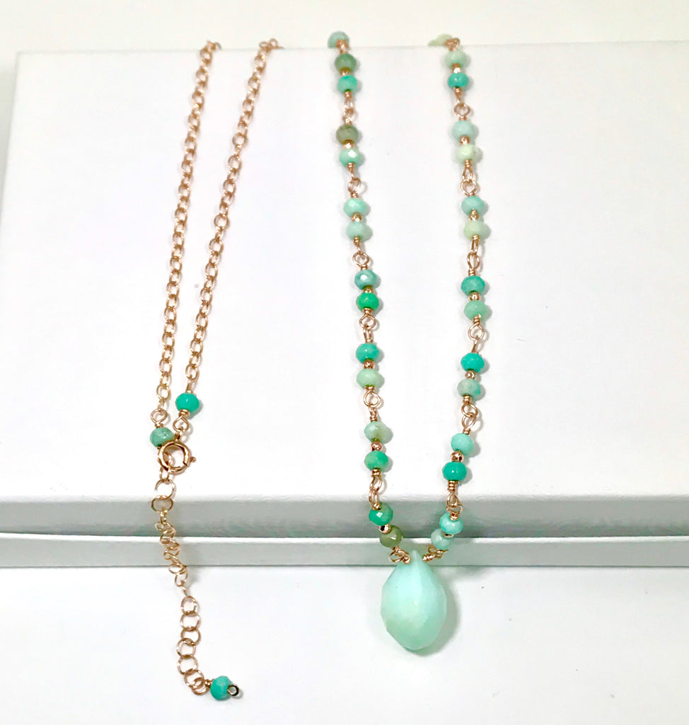 Green Peruvian Opal Rose Gold Layering Necklace - doolittlejewelry