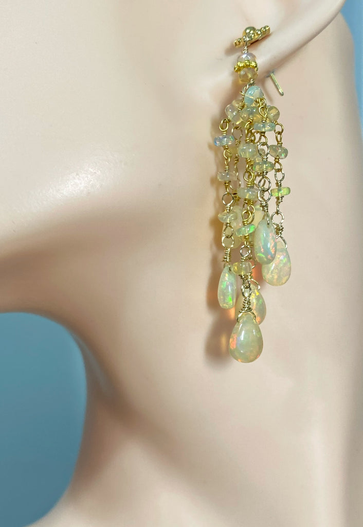 Ethiopian Opal Tassel Earrings