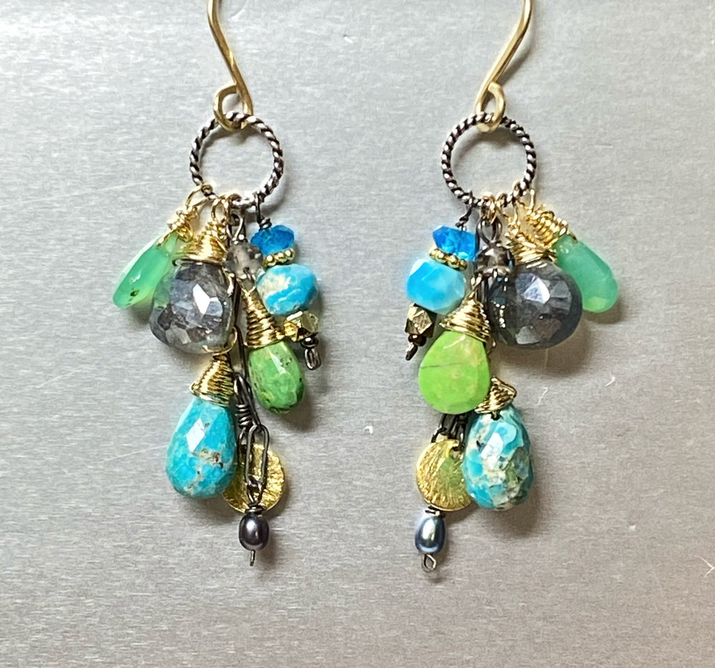 Turquoise Mixed Metal Dangle Earrings