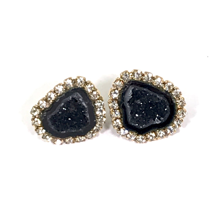 Black Tabasco Geode Stud Earrings Diamond Style - doolittlejewelry
