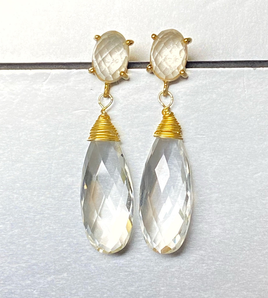 Clear Crystal Quartz Drop Earrings