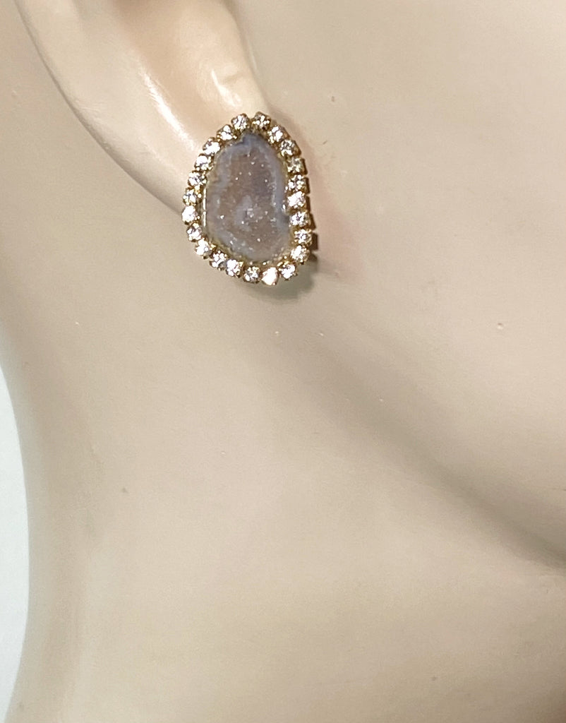 Tabasco Geode and Druzy Diamond Look Earrings