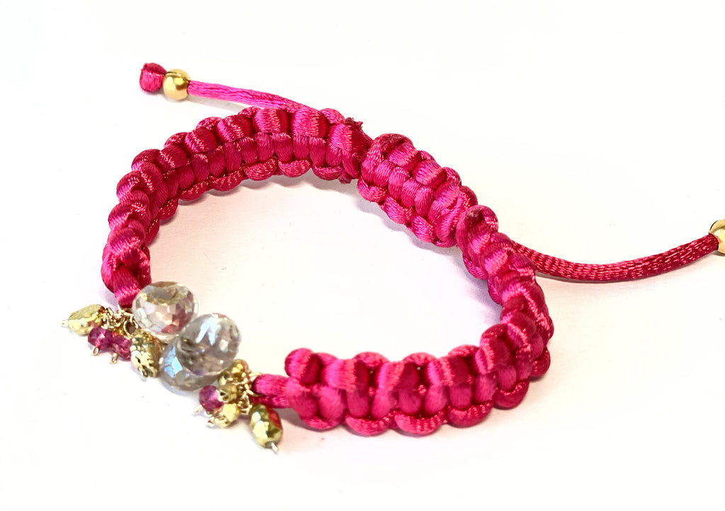 Mystic Pink Amethyst Pink Boho Macramé Bracelet