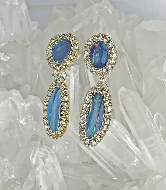 Lightning Ridge Opal Double Dangle Earrings