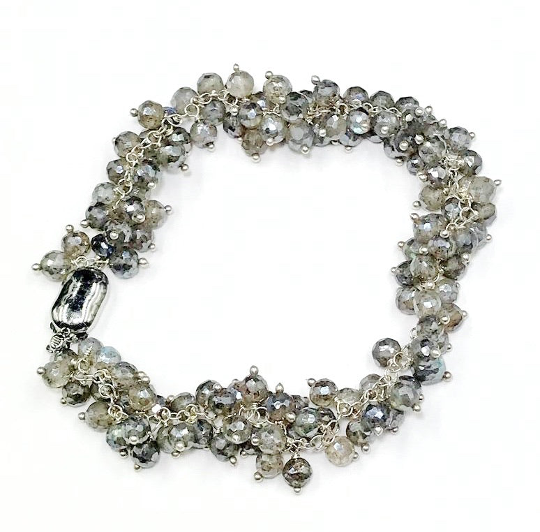 Mystic Labradorite Wire Wrapped Cluster Bracelet - doolittlejewelry