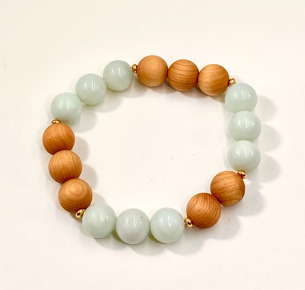 Pastel Gemstone Sandalwood Stretch Stacking Bracelet Set