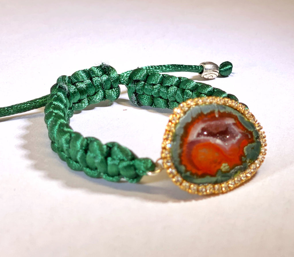 Tabasco Geode Green Macrame Boho Bracelet