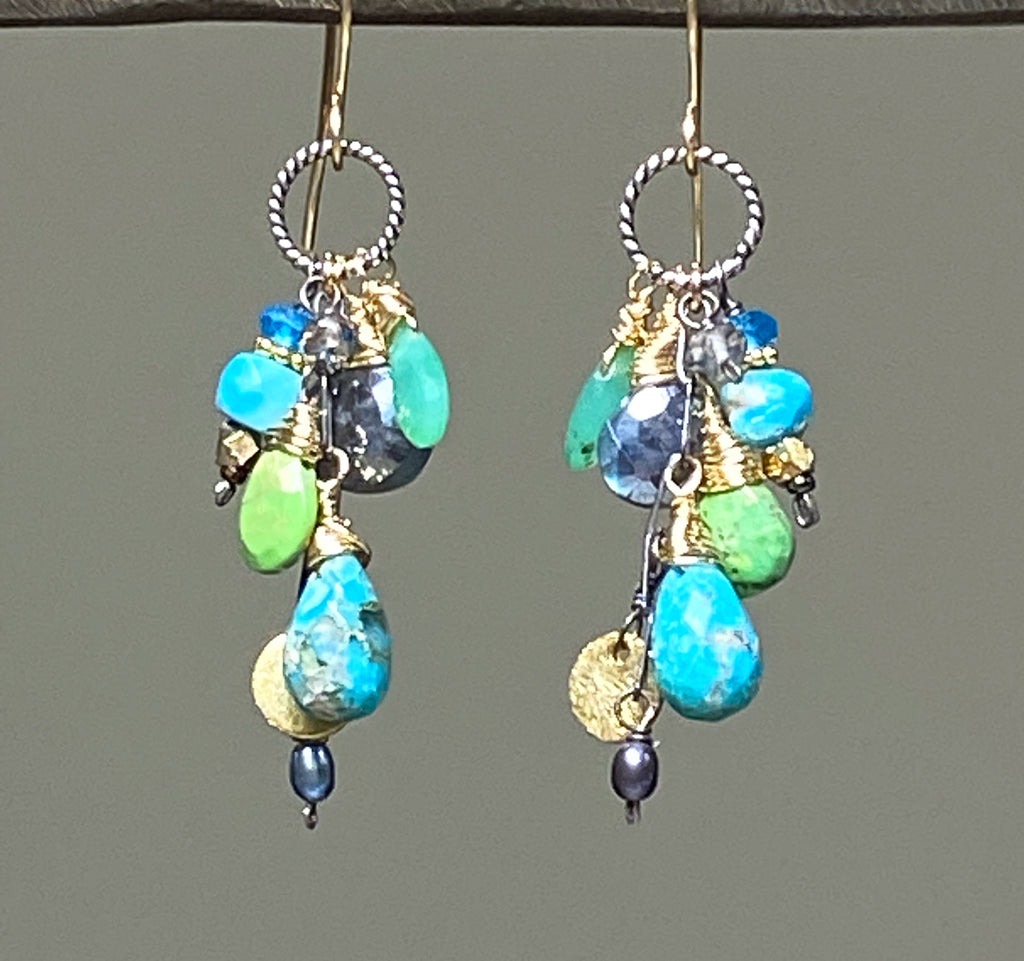 Turquoise Mixed Metal Dangle Earrings