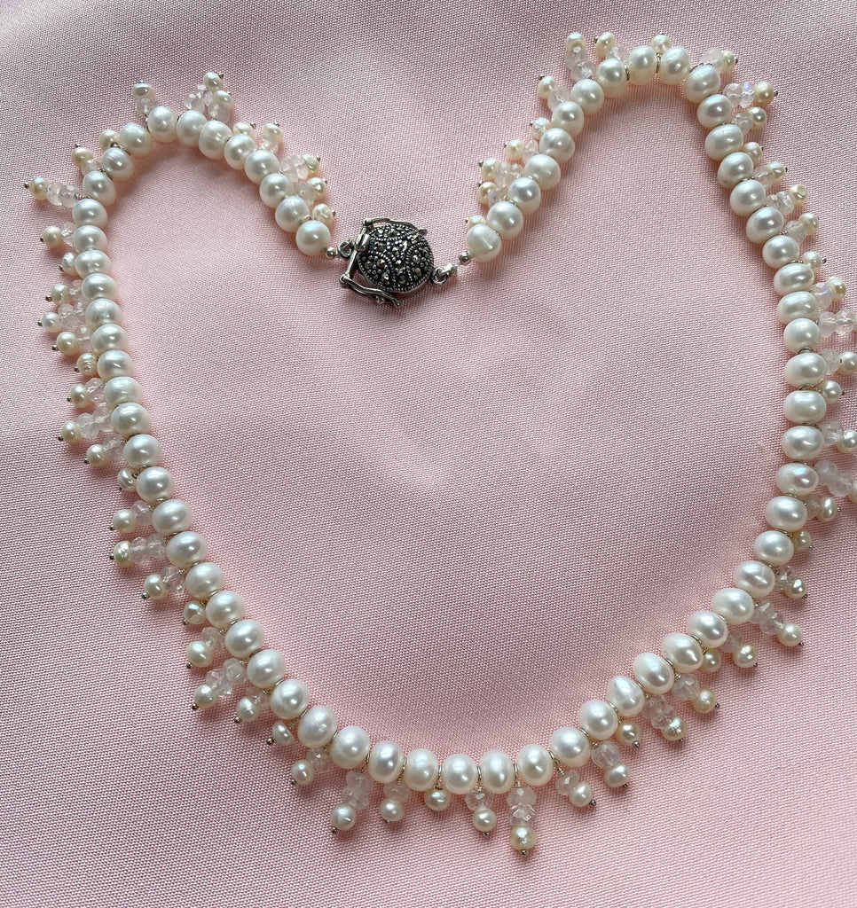 Pearl Moonstone Bridal Collar Necklace