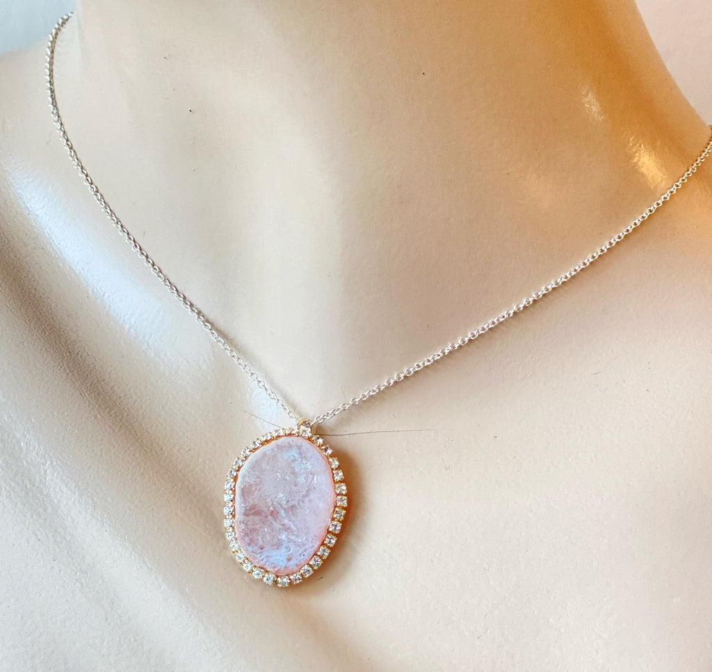 Blush Tabasco Geode Pendant Wedding Necklace