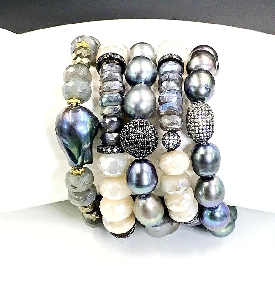 Mystic Labradorite Stretchy Stackable Beaded Bracelet