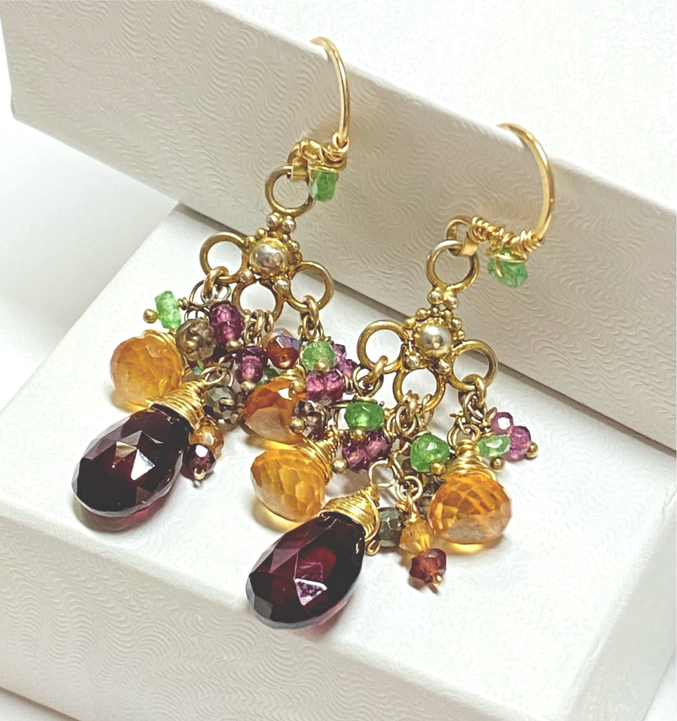 Garnet Chandelier Earrings Gold Vermeil