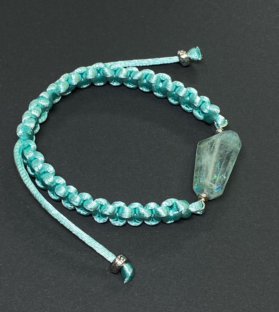 Mystic Fluorite Aqua Macrame Boho Bracelet