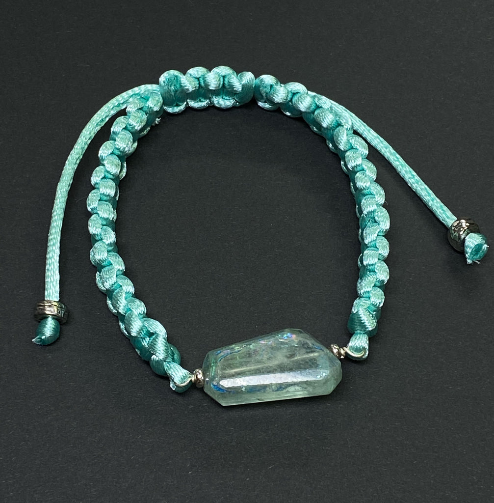 Mystic Fluorite Aqua Macrame Boho Bracelet