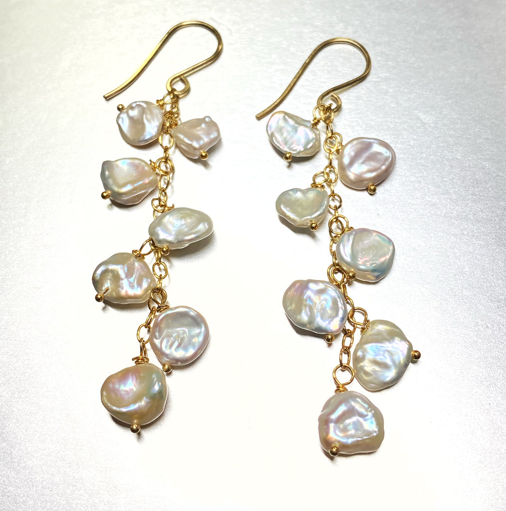 Keishi Pearl Gold Dangle Earrings