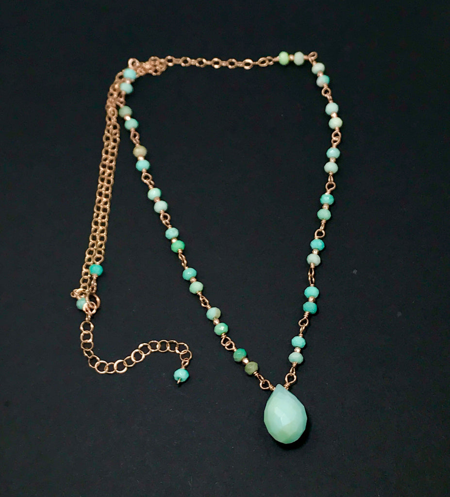 Green Peruvian Opal Rose Gold Layering Necklace - doolittlejewelry