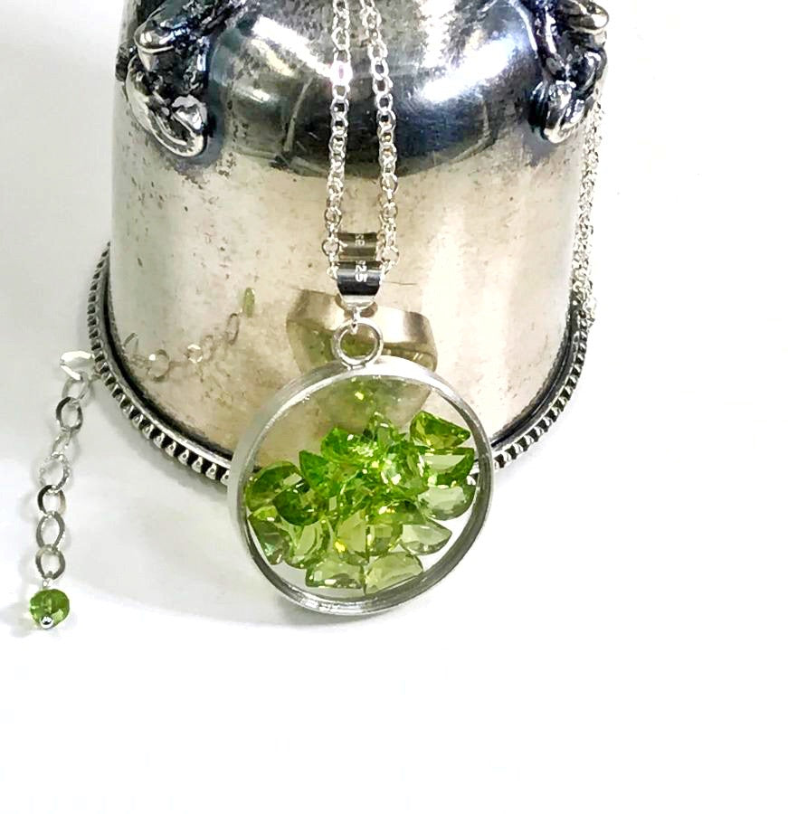 Peridot Shake Locket Sterling Silver Necklace