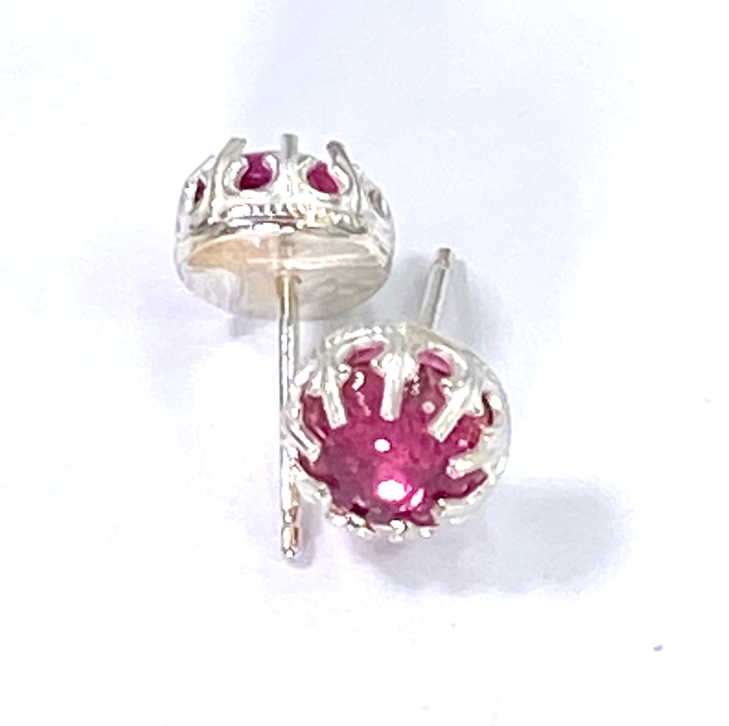 Pink Tourmaline Gemstone Stud Earrings Sterling Silver - doolittlejewelry