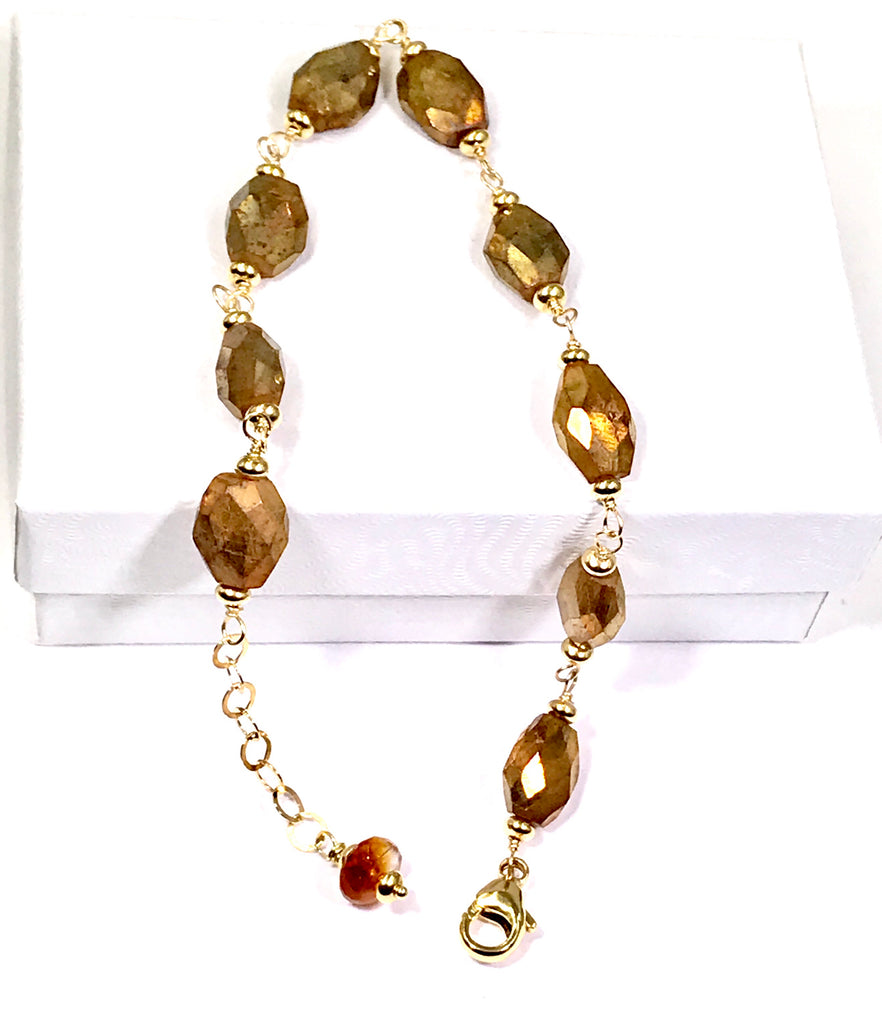 Mystic Gold Labradorite Gemstone Bracelet Wire Wrap 14kt Gold Fill 2 - doolittlejewelry