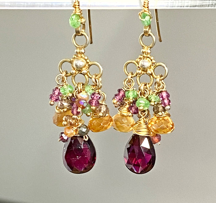 Garnet Chandelier Earrings Gold Vermeil