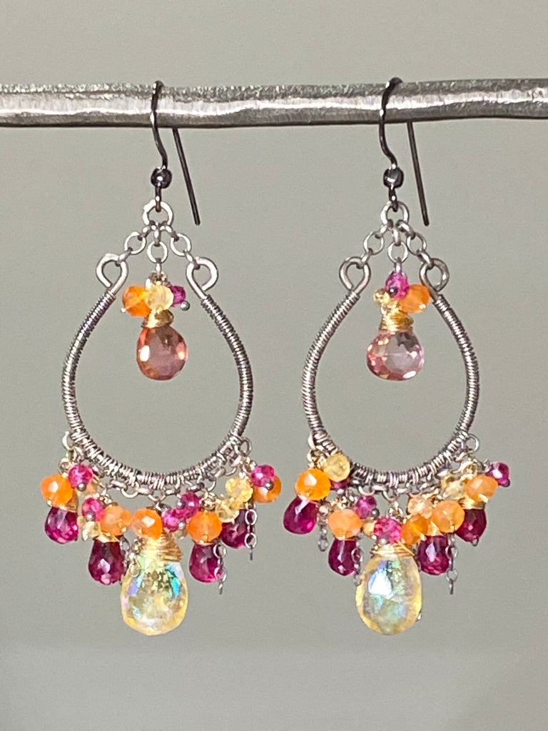Multi Color Earrings, Orange Green Drop Earrings, Orange Purple Crysta –  Petite Delights By Ilona Rubin