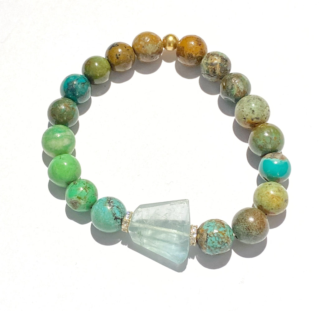 Rustic Turquoise Stack Bracelet Set of 2 with Fluorite