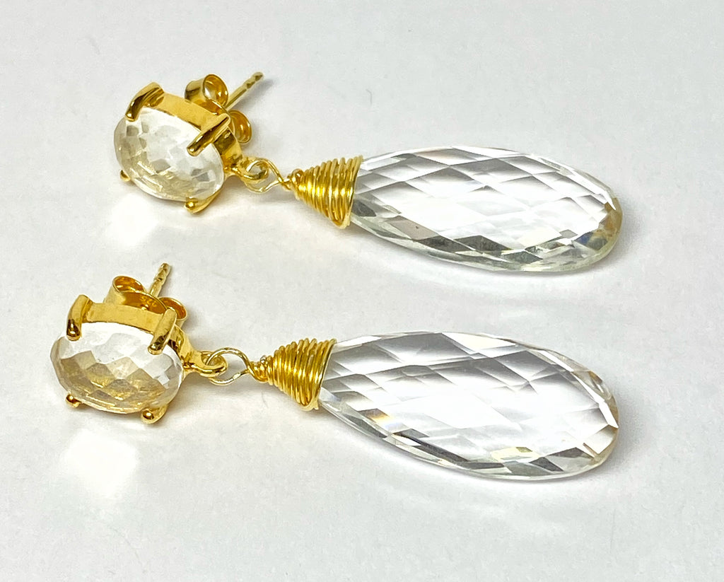 Clear Crystal Quartz Drop Earrings