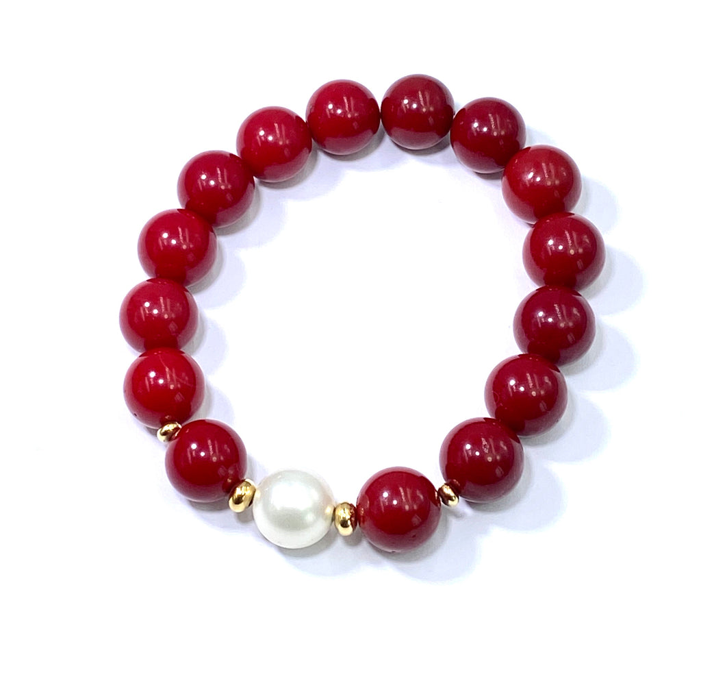 Red White Stretch Stack Bracelet Set of 3 - doolittlejewelry
