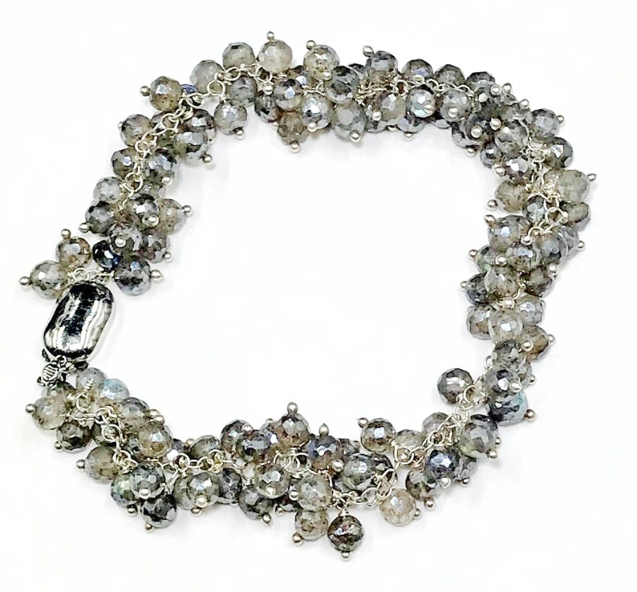 Mystic Labradorite Wire Wrapped Cluster Bracelet - doolittlejewelry